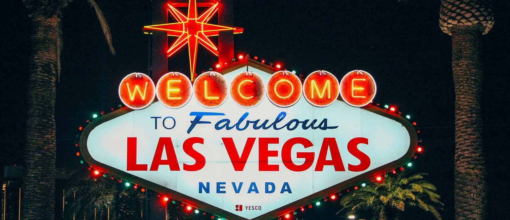 Famous Welcome to Fabulous Las Vegas Nevada sign at nigh